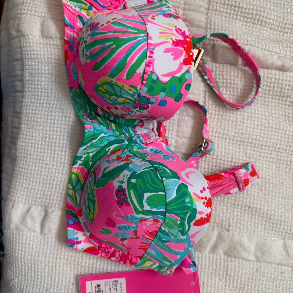 Lilly Pulitzer Pink and Green Bikini Top